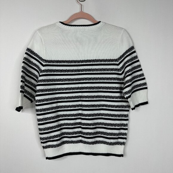 NWT White House Black Market Elbow Sleeve Novelty Stripe Sweater Ecru #WHBM17 - Picture 3 of 9